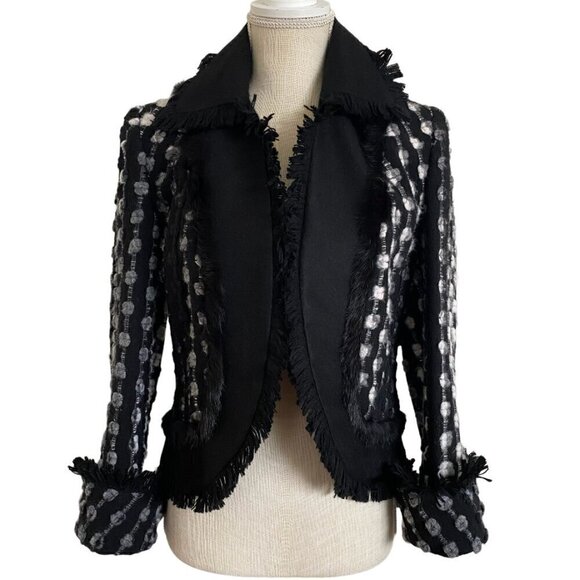 Georges Rech Jackets & Blazers - Georges Rech Wool Fur Trim Textured Jacket Sz 6​​​​​​